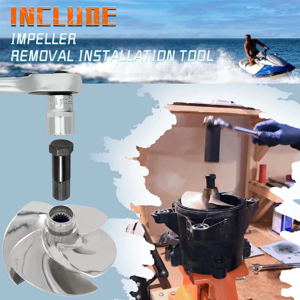 Kit de reconstrucción de bomba de chorro SeaDoo anillo de desgaste impulsor eje sello aceite XP GTX DI RX Foto 3 de 4