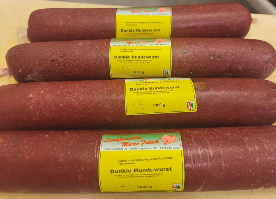 9x dunkle Hundewurst/ Naturprodukt / Metzgerqualität / Hundefutter/ Fährtenwurst - Bild 3 von 3