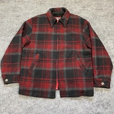 Vtg 80s Woolrich Full Zip Sherpa Lined Plaid Wool Blend Winter Jacket Men s M