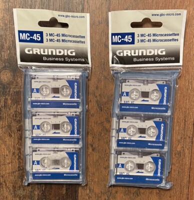 6x Grundig MC-45 Microcassetten - Neu & Verschweißt