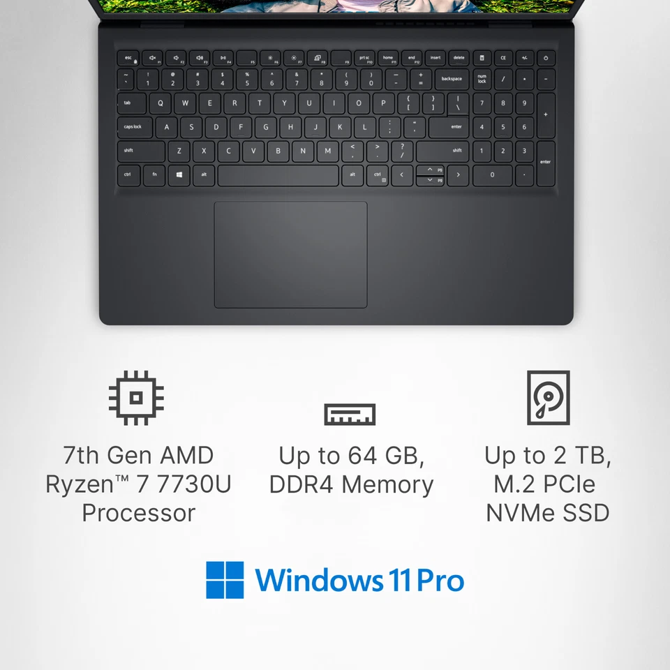 2025 Dell Inspiron 15.6 Laptop FHD Touch 8-Core Ryzen 7 Max 64GB RAM 2TB SSD Pro - Image 3 of 4