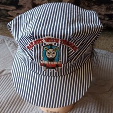 THOMAS THE TRAIN CONDUCTOR ENGINEER HAT CAP STRIPED RAILROAD KID Choo Choo EUC