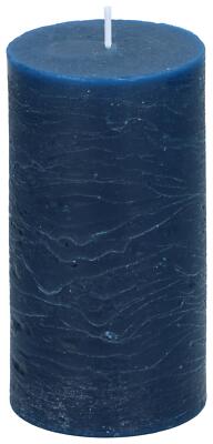 Rustikale Kerze Ø7xh13cm blau duftenlos Wachsdekor 46 Stunden Brennzeit