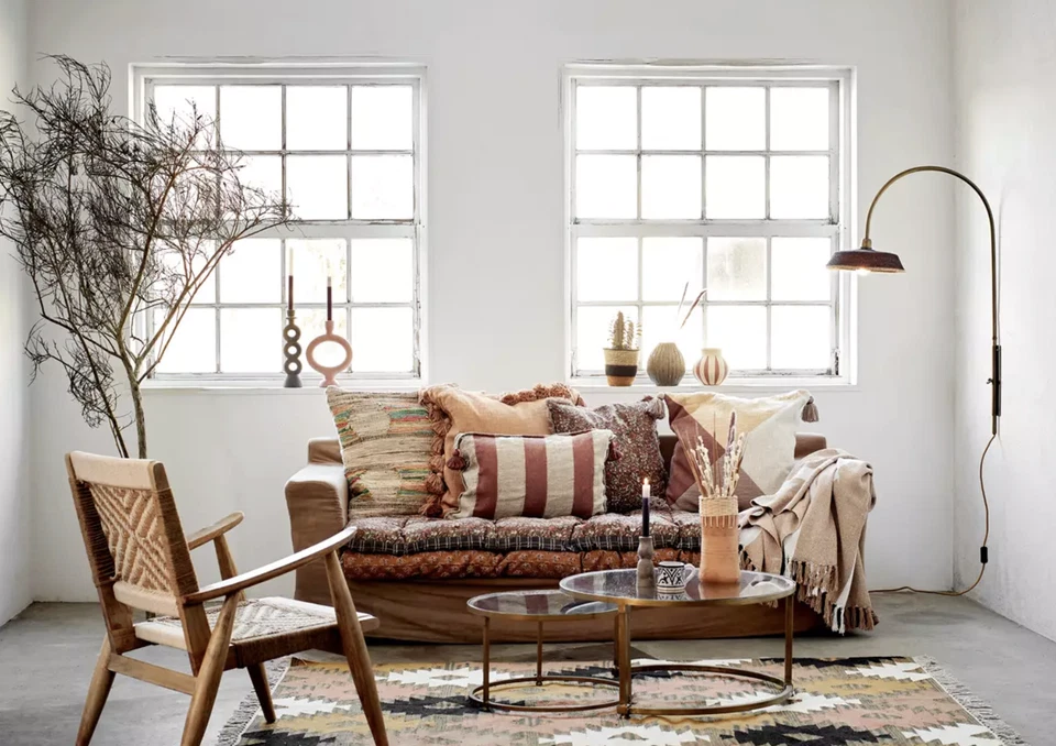 Handwoven Cotton Rug, Geometric Orange, Black, Pink Runner Hallway Mat Carpet - Image 4 of 4