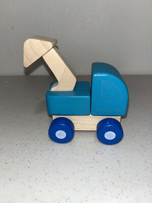 Plan Toys Mini Excavator Solid Wood Articulated Construction Equipment