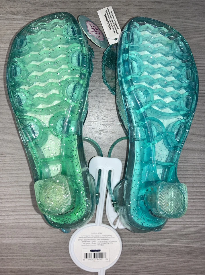 NEW GIRLS THE LITTLE MERMAID ARIEL COSTUME DRESS UP PLAY LOW HEEL SLIPPER SHOES - Image 4 of 4