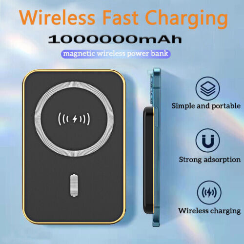 1000000 mAh Fast Power Bank for iPhone 14/13/12/11 Wireless Charger Portable - Afbeelding 1 van 18