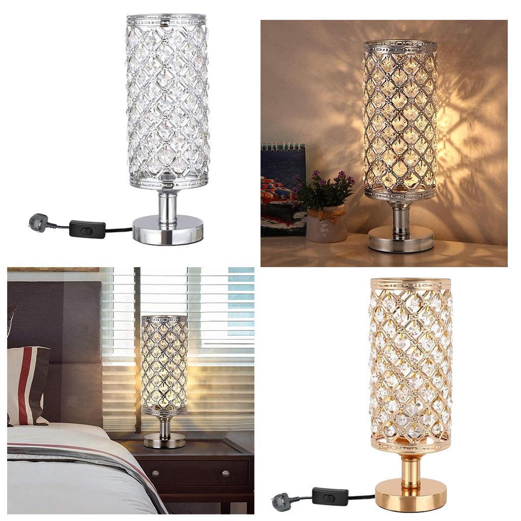 Modern Silver Crystal Table Lamp for Bedroom Home Office Bedside Lamp LED  Desk