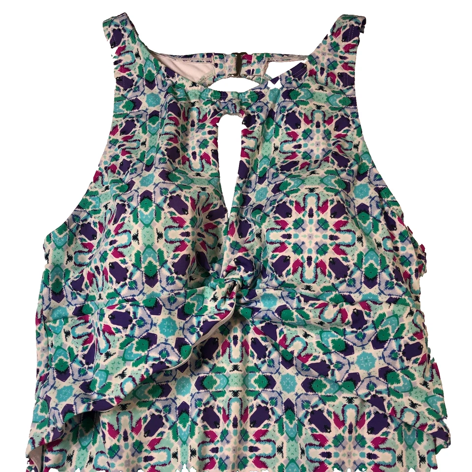 Traje de baño Jantzen de una pieza para mujer talla 12 corte geométrico cuello redondo correa ancha Foto 3 de 4