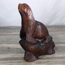 Vintage Hand Carved Wood Seal Sculpture 7" Canada Hardwood Sea Lion OOAK Signed