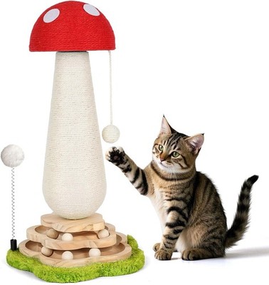 Mushroom Cat Scratching Post Cat Tree Cute Cat Scratcher Tower W/ Interactive