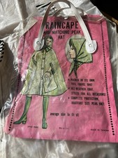 Rain Cape Vintage NOS 100 vinyl White black Trim Complete