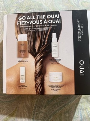 OUAI ''Go All The OUAI'' Hair Care Discovery Set, a travel-sized product bundle.