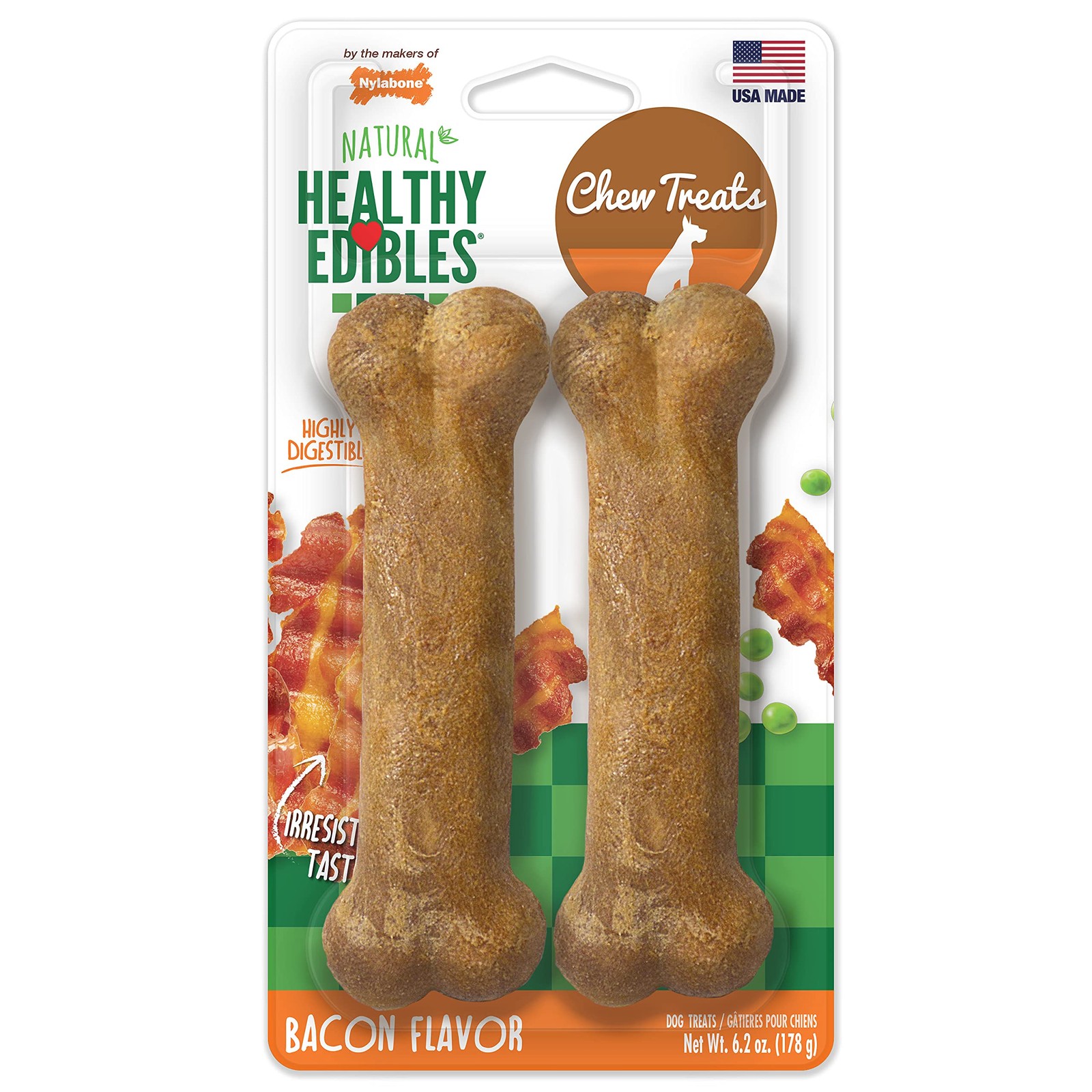Nylabone Healthy Edibles Natural Dog Chews Long Lasting Baco