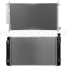 Aluminum Radiator & AC Condenser Cooling Kit For 1996-1997 GMC P3500 4.3L