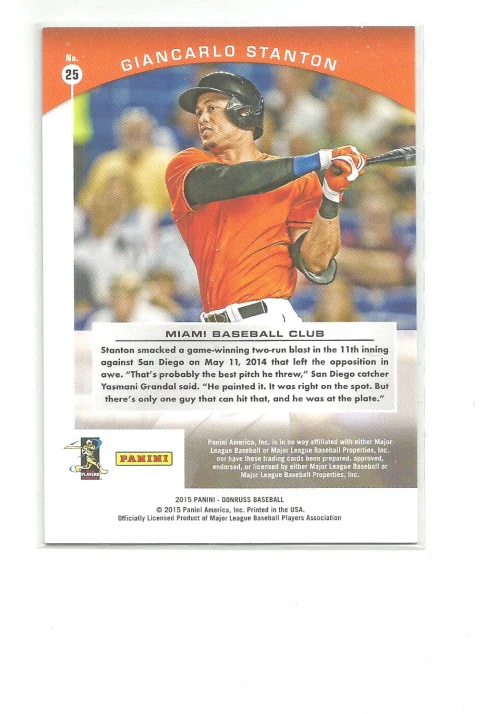 2015 DONRUSS PREFERRED BLACK #25 GIANCARLO STANTON 13/99 - Image 2 of 2