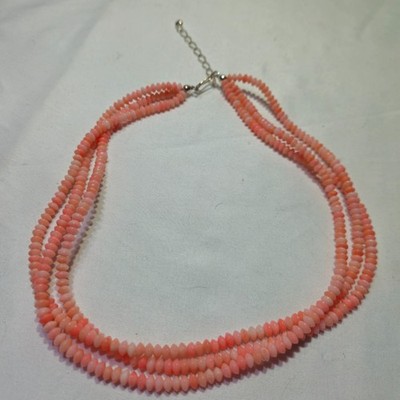 JAY KING DTR Sterling Silver 3 Strand AngelSkin Pink Coral Bead Necklace 20'' 43g