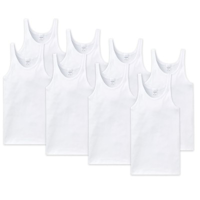 SCHIESSER Unterhemden im 8er Pack, Herren, Doppelripp oder Feinripp - Weiß / ...