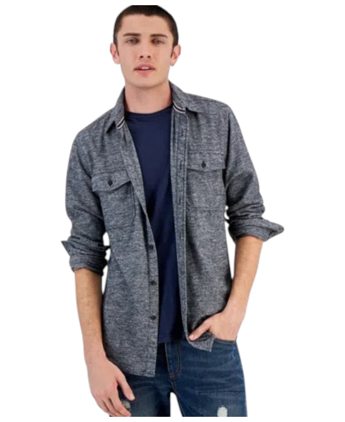 Sun Stone Mens Regular fit Long Sleeve Button-Up Shirt XXL Black 3490₽