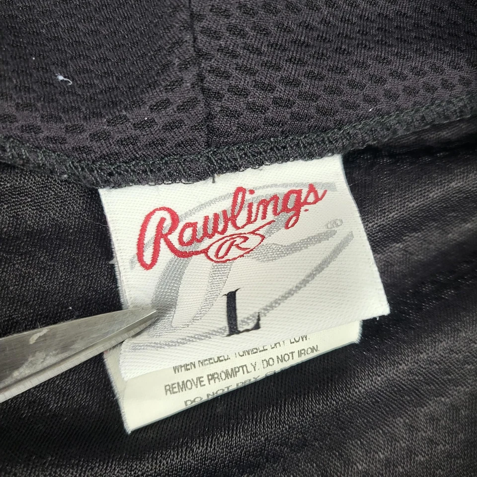 Camiseta deportiva de béisbol Rawlings para hombre grande negra granate 23 botones malla frontal Foto 4 de 4