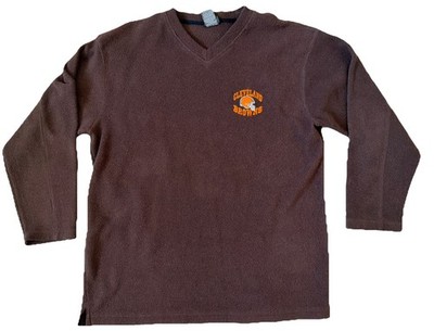 Vintage Cleveland Browns Pro Edge Embroidered Brown Fleece Sweatshirt Men Large