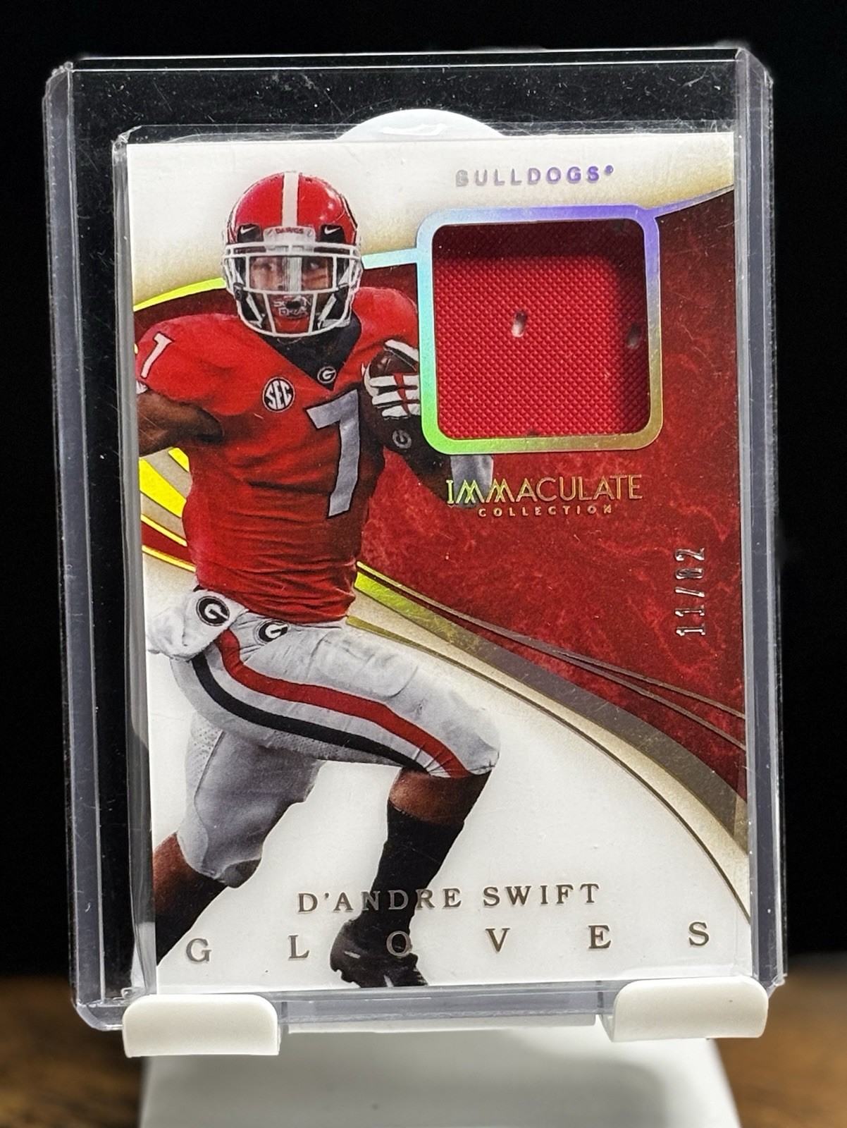 2020 Immaculate Collegiate D'Andre Swift Gloves Patch /82 #9 Georgia Bulldogs RC