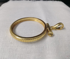Authentic Gold Plated Over 925 Sterling Silver Coin Holder With Screw Setting Coin Jewelry