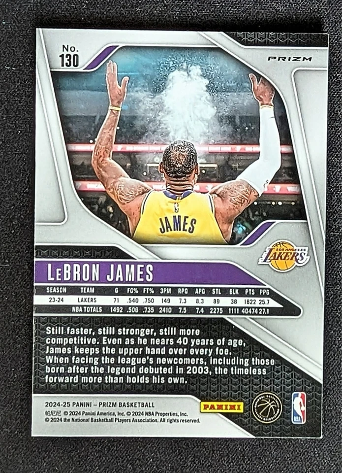 2024-25 Panini Prizm LeBron James Chalk Toss Silver Prizm #130 Lakers Foto 2 de 2