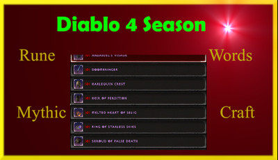 Diablo 4 Season 13 Runewords Runen Mythic Unique Runepack 6/6/6 PS XBOX PC D4