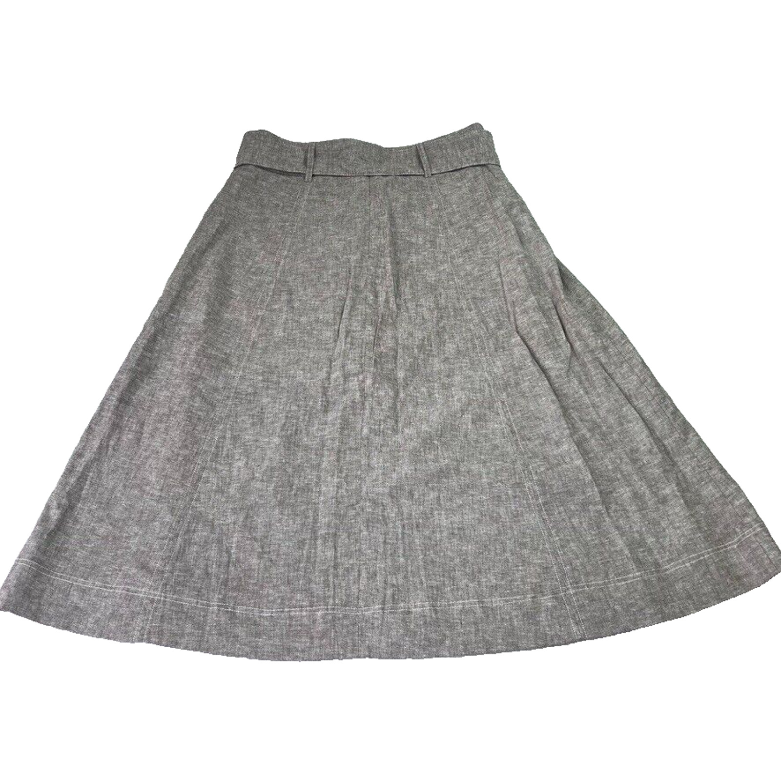 7th Avenue Design Studio Skirt 12 Linen Blend Belted A-line Lined Pockets