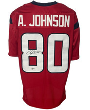 Houston Texans Andre Johnson Autographed Pro Style Red Custom Jersey BAS Auth...