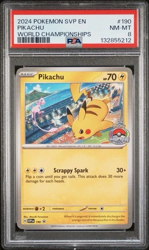 2024 POKEMON SVP #190  PROMO WORLD CHAMPIONSHIPS  PIKACHU PSA 8