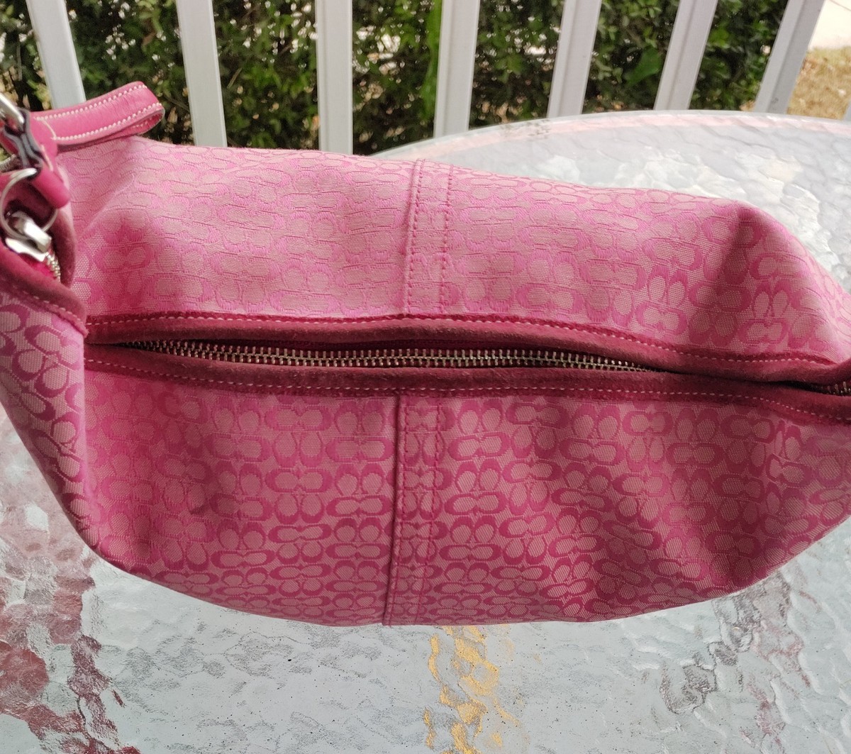 Coach MEDIUM Vintage 1461 Soho Pink Signature C Canvas w/Suede