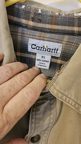 Giacca camicia Carhartt uomo XL foderata in flanella Sanford laboratorio sotterraneo invecchiata! - Foto 3 di 15