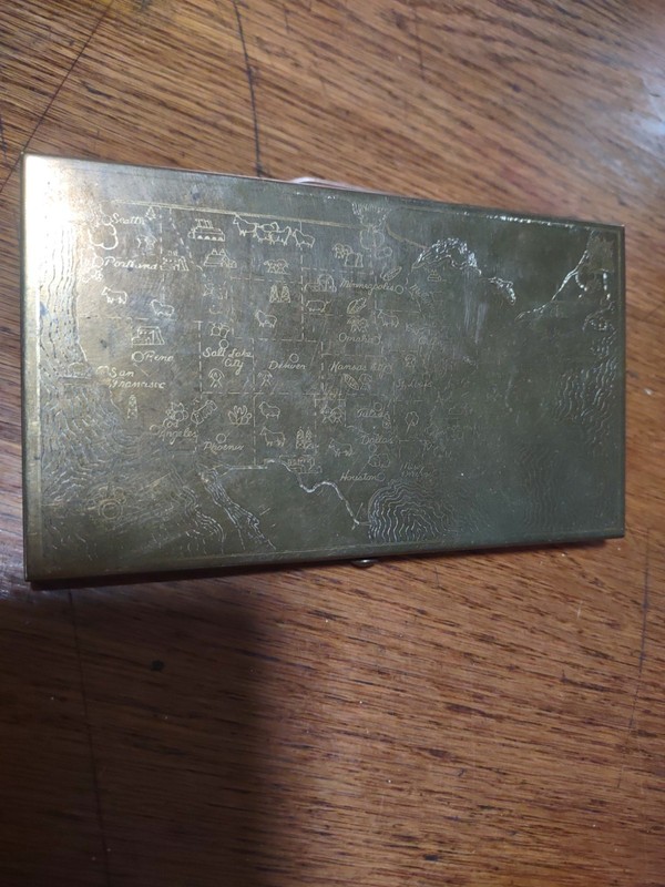 Vtg brass U.S.A cigarette case/holder