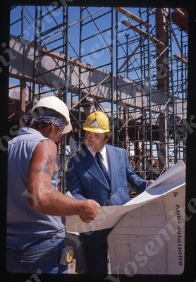 SL19 Original slide 1970 s  Omaha  Hi Rise Construction Crew workers 974a