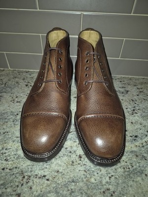 Joseph Abboud Brown Pebbled Leather Cap Toe Chukka Boots 7.5  display picture 1