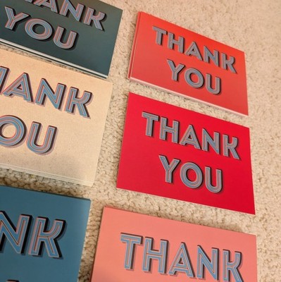 Retro Blank Thank You Cards 4''x 6'' (40) Plus Tokens of Appreciation (2) Premium
