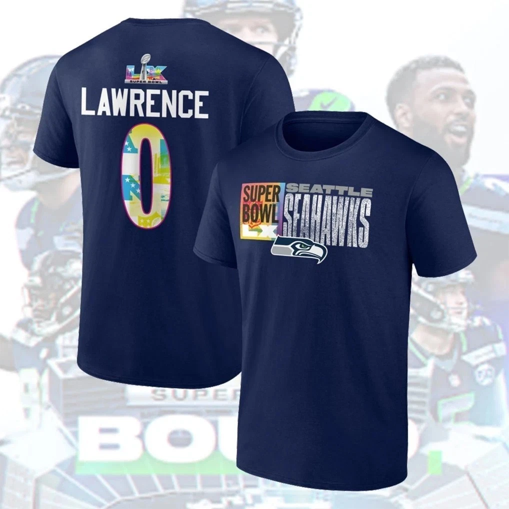 DeMarcus Lawrence #0 Seattle Seahawkss Super B.owl LX Name and Number