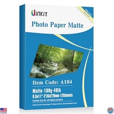 Uinkit 120 Sheets Matte Presentation Paper 8.5x11" 48lb for Inkjet Printers