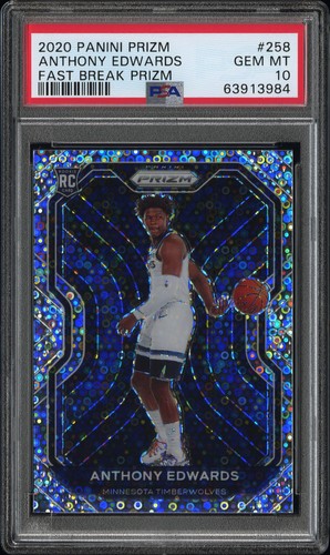 2020 PANINI PRIZM FAST BREAK PRIZM #258 ANTHONY EDWARDS PSA 10