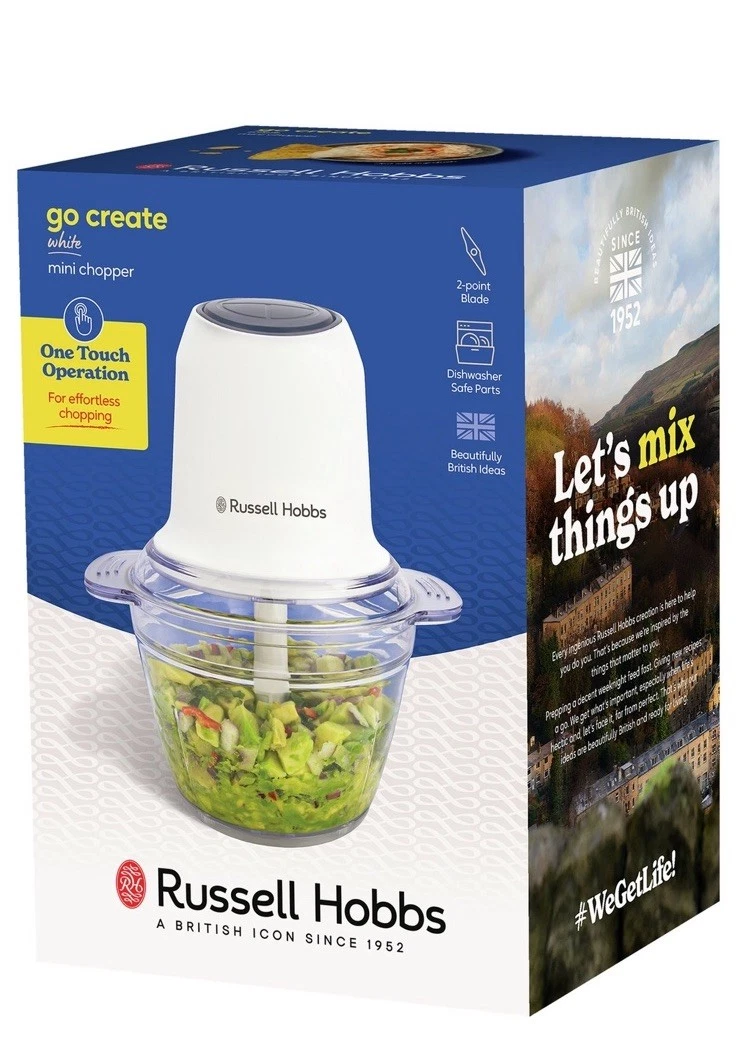 Russell Hobbs Go Create White Mini Chopper 27540 New