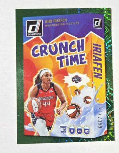 💚🏀🔥 2025 Panini Donruss WNBA Kiki Iriafen Crunch Time Green Fireworks /399 RC