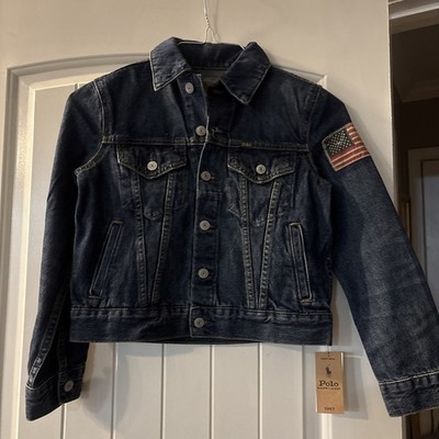 Polo Ralph Lauren Blue Jean Jacket 10-12 Unisex Youth patriotic jacket 