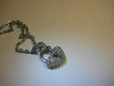 SWAROVSKI signed 678197 SWAN CRYSTAL NECKLACE Silver Heart Keyhole Pendant 15"