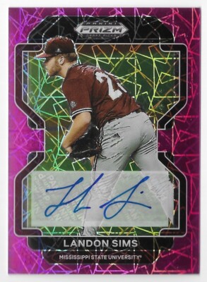 Landon Sims 2022 Prizm Draft Velocity Pink Autograph #PDP34 Diamondbacks Rookie