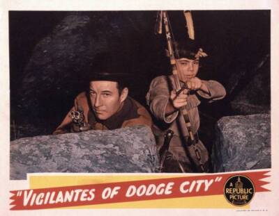 Vigilantes Of Dodge City Lobby Card Bill Elliott Robert Blake 1944 Old Photo