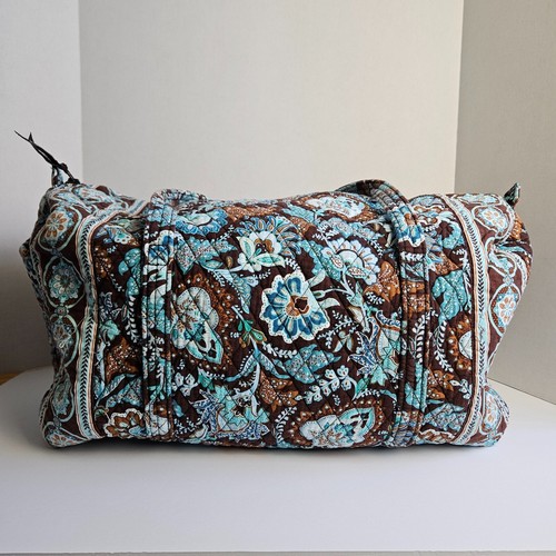 Vera Bradley Java Blues 20"x10"x10" Original Weekend Blue Brown Duffle Bag