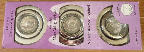 Halogen Dimmable 50W Tilting Down lights Chrome Finish GU10 51305 - Picture 1 of 6