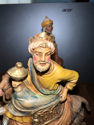 Größere ältere Fontanini Depose Italien Weise 3 Könige auf Kamelen Krippenfiguren - Bild 13 von 19